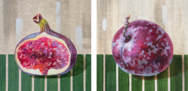 Картина под названием "Fig and plum" - Maria Meltsaeva, Подлинное произведение искусства, Масло