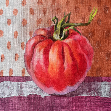 Картина под названием "Tomato on branch. S…" - Maria Meltsaeva, Подлинное произведение искусства, Масло
