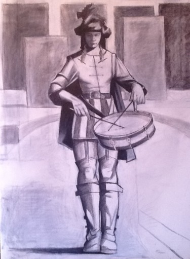 Drawing titled "The Drummer Girl." by Mel, Original Artwork, Pencil