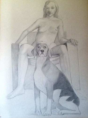 Drawing titled "The Studio" by Mel, Original Artwork, Pencil Mounted on Wood Panel