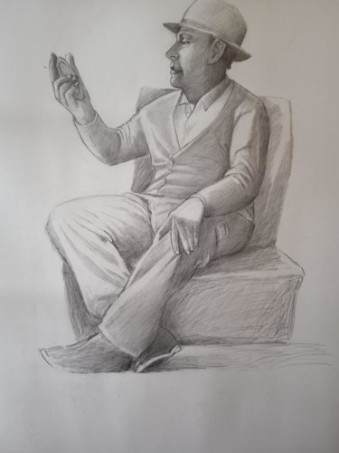 Drawing titled "Mr Bo Jangles" by Mel, Original Artwork, Pencil Mounted on Other rigid panel