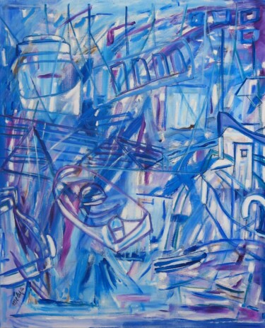 Malarstwo zatytułowany „série MARINE  Bleue…” autorstwa Mélys, Oryginalna praca, Akryl Zamontowany na Drewniana rama noszy