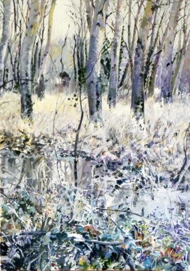 Peinture intitulée "l'hiver est là.jpg" par Memto, Œuvre d'art originale, Acrylique