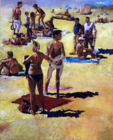 Painting titled "La plage.jpg" by Memto, Original Artwork, Acrylic