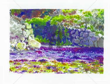Peinture intitulée "Chemin sur l'île d…" par Memto, Œuvre d'art originale, Aquarelle