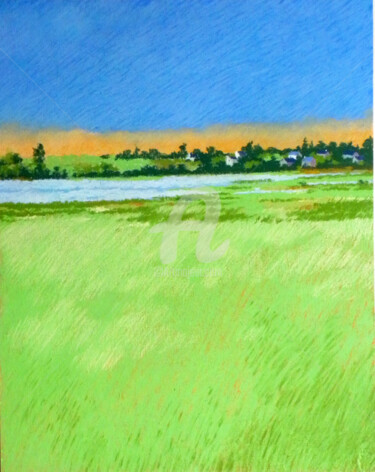 Peinture intitulée "paysage de loire.jpg" par Memto, Œuvre d'art originale, Pastel