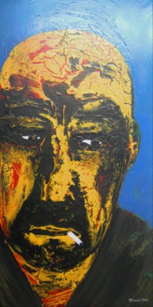 Painting titled "the smoker" by Mendelart, Original Artwork, Oil