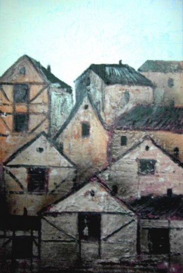 Painting titled "eastern village" by Mendelart, Original Artwork, Oil