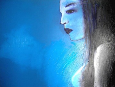 Painting titled "Mourning blue" by Mendelart, Original Artwork, Oil