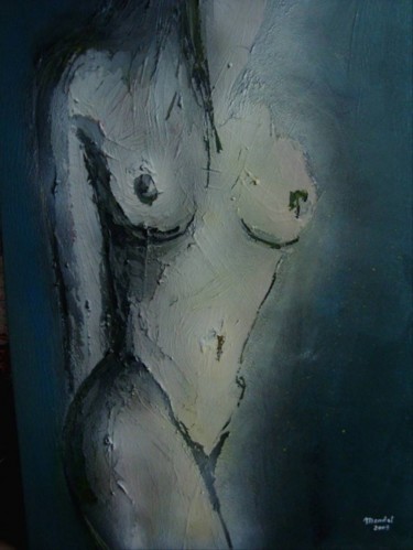 Painting titled "Buste" by Mendelart, Original Artwork, Oil