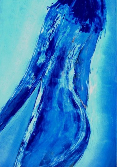 Painting titled "Blue Cult" by Mendelart, Original Artwork, Oil