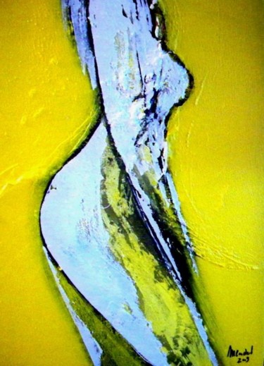 Painting titled "yellow" by Mendelart, Original Artwork, Oil