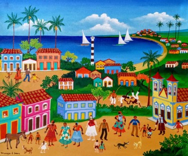 Pintura intitulada "Cenas da Bahia" por Menezes De Sousa, Obras de arte originais, Acrílico