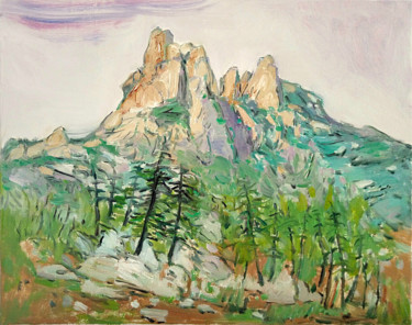 Painting titled "Linglong Mountain" by Mengmeng Yue, Original Artwork, Oil