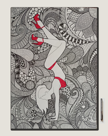 Disegno intitolato "Balance in Patterns" da Menie Gee, Opera d'arte originale, Inchiostro
