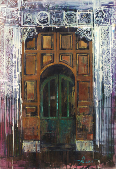 Malarstwo zatytułowany „DOORS BEHIND DOORS” autorstwa Anatoliy Menkiv, Oryginalna praca, Olej Zamontowany na Drewniana rama…