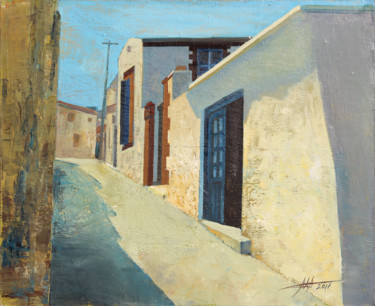 Painting titled "Quiet Street" by Anatoliy Menkiv, Original Artwork, Oil