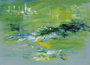 제목이 "City on the river"인 미술작품 Anatoliy Menkiv로, 원작, 기름 나무 들것 프레임에 장착됨