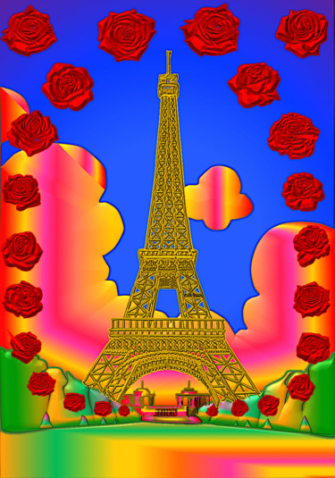 Цифровое искусство под названием "Paris Champs de Mars" - Roy Menlo, Подлинное произведение искусства, Цифровая живопись