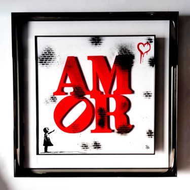 Sculpture titled "AMOR Red Luxury" by Peggy-Lee Mensen, Original Artwork, Plastic Mounted on Plexiglass