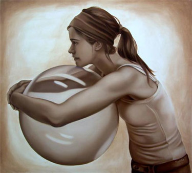 Painting titled "Aesphera" by Mercedes Fariña, Original Artwork, Oil
