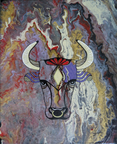 Malerei mit dem Titel "TORO" von Mercedes Vanpeene, Original-Kunstwerk, Acryl