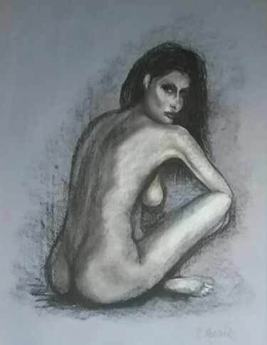 Картина под названием "Nu" - Corinne Mercier, Подлинное произведение искусства, Пастель
