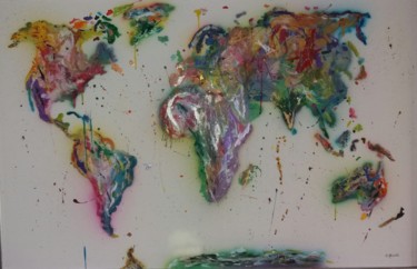 Peinture intitulée "Monde en couleurs" par Corinne Mercier, Œuvre d'art originale