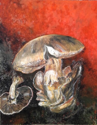 Peinture intitulée "Champignon" par Sylvia Leroy, Œuvre d'art originale, Huile