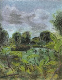 Dessin intitulée "bourgogne" par Sylvia Leroy, Œuvre d'art originale, Pastel