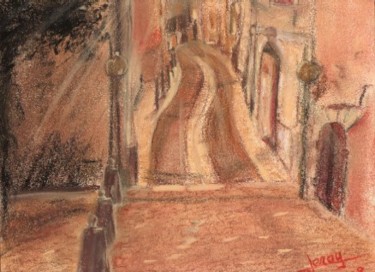 Dessin intitulée "ruelle d'auxerre" par Sylvia Leroy, Œuvre d'art originale, Pastel