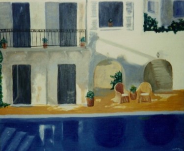 Peinture intitulée "la piscine" par Sylvia Leroy, Œuvre d'art originale, Huile