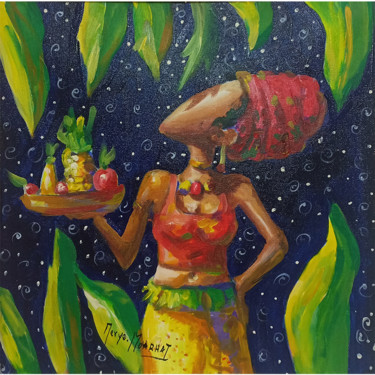 Painting titled "Serveuse" by Meriam Mourhat, Original Artwork, Acrylic