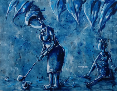 Painting titled "Golf Féminin" by Meriam Mourhat, Original Artwork, Acrylic