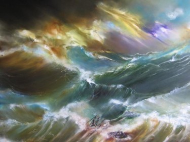 Peinture intitulée "Le grand naufrage" par Meriame Mezgueldi, Œuvre d'art originale