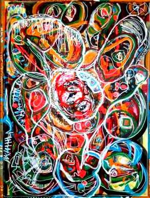 Painting titled "Sorrow Pain and Hap…" by Meri Leon Hernandez, Original Artwork