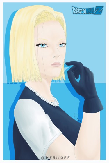 Digital Arts titled "Android 18 🤖 (Drago…" by Meri, Original Artwork, Digital Painting