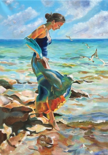 Painting titled "Lovers of the ocean" by Merite Progni, Original Artwork