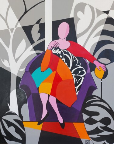 Pintura titulada "Sitzende" por Brigitte Thonhauser-Merk, Obra de arte original, Acrílico