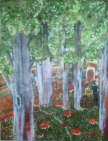 Malarstwo zatytułowany „Couple In The Garden” autorstwa Merlyn Shepherd'S, Oryginalna praca, Akryl