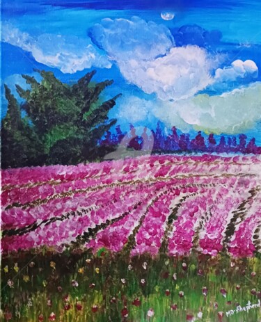 Painting titled "Tulips Flower Field" by Merlyn Shepherd'S, Original Artwork, Acrylic