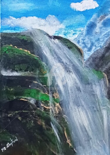Peinture intitulée "Mountain Waterfall" par Merlyn Shepherd'S, Œuvre d'art originale, Acrylique