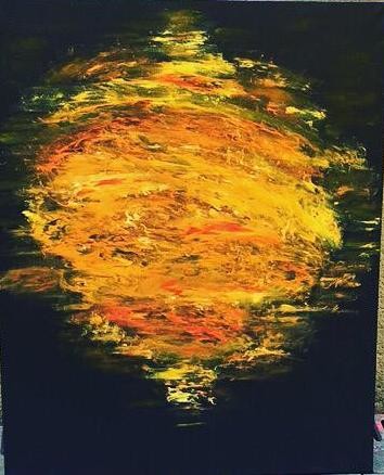 Malerei mit dem Titel "Lune rousse" von Sabrina.M., Original-Kunstwerk, Öl
