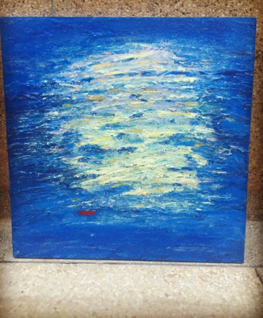 Painting titled "La mer" by Sabrina.M., Original Artwork, Oil
