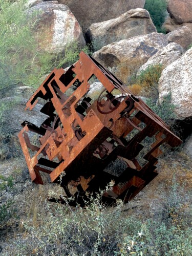 Sculpture titled "Cube within a cube…" by Merrill Orr, Original Artwork, Metals