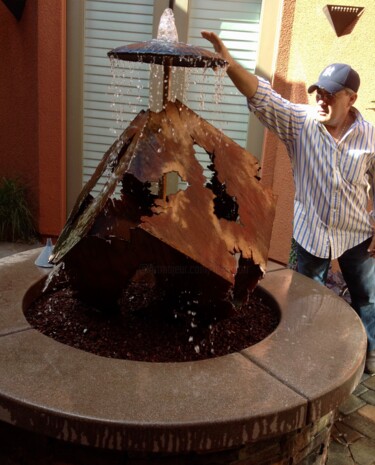 Sculpture titled "Steel Water Fountain" by Merrill Orr, Original Artwork, Metals