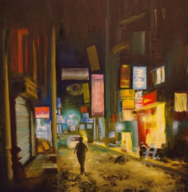 Картина под названием "Town" - Mersali Fadi, Подлинное произведение искусства, Масло