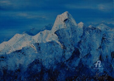 Painting titled "La Montagne" by Mersali Fadi, Original Artwork, Oil