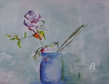 Peinture intitulée "La rose" par Mersali Fadi, Œuvre d'art originale, Aquarelle