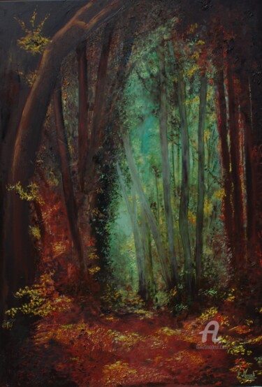Pintura intitulada "L'esprit des arbres" por Mersali Fadi, Obras de arte originais, Óleo